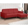 Sofá 3 Lugares com Chaise Esquerdo Pés Retrô Capricho Suede Vermelho - D'Monegatto - 2