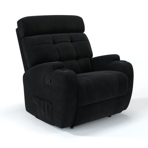 Poltrona do Papai Reclinável Manual em Tecido Bouclé Cor Preto - Modelo Florença