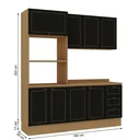 Ver imagem 3 de Cozinha Modulada 3 Peças Aéreo, Balcão, Tampo e Torre Quente Conecta Frise Yescasa Cinamomo/Preto