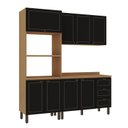 Ver imagem 6 de Cozinha Modulada 3 Peças Aéreo, Balcão, Tampo e Torre Quente Conecta Frise Yescasa Cinamomo/Preto
