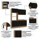 Ver imagem 5 de Cozinha Modulada 3 Peças Aéreo, Balcão, Tampo e Torre Quente Conecta Frise Yescasa Cinamomo/Preto