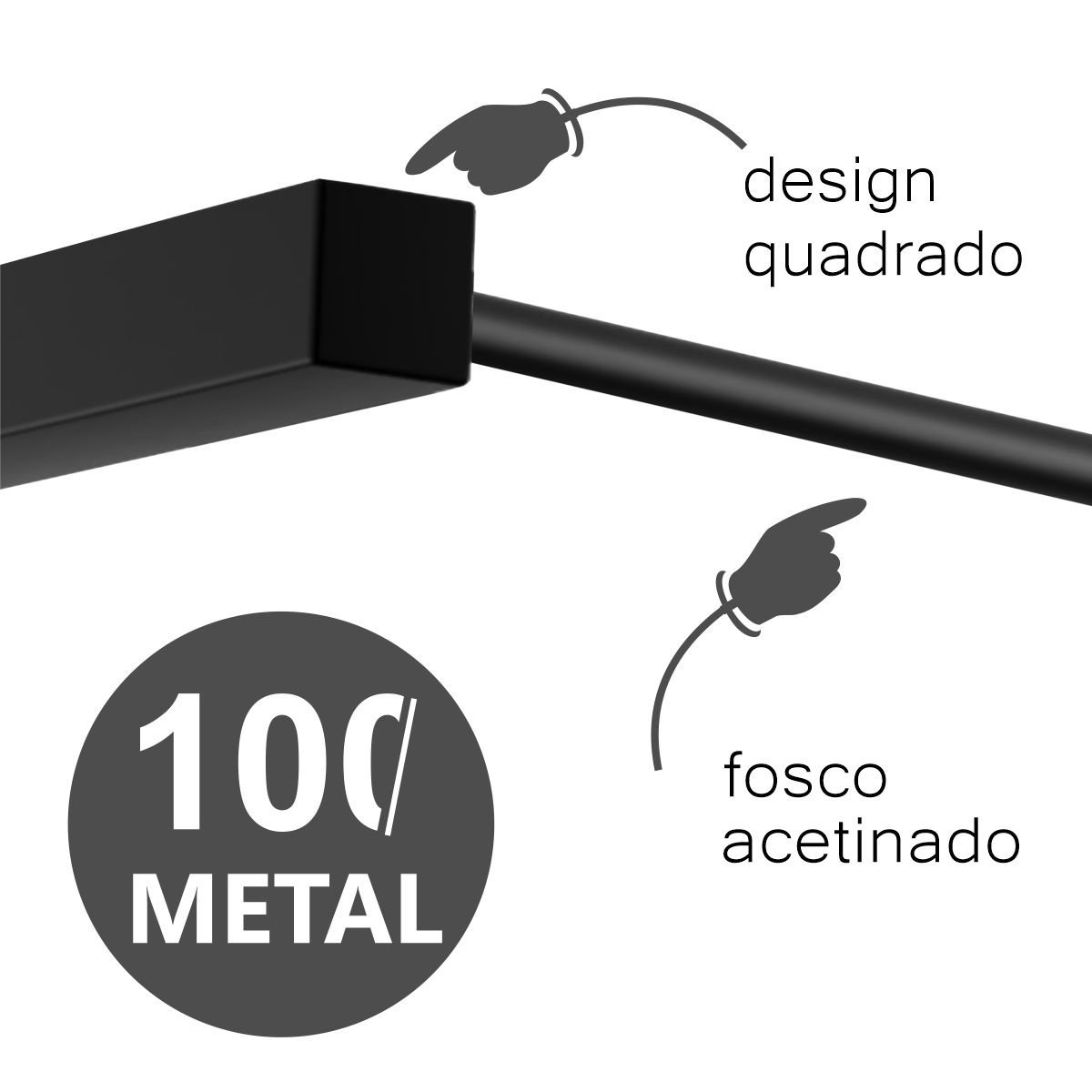 Porta Toalha de Banho Barra 50cm Acessório Suporte Quadrado Grego Metal Preto Fosco Troia - 3