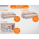 Ver imagem 3 de Sofá Tango 2,20m sem Caixa, Retrátil e Reclinável Velosuede Bege - Netsofás