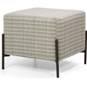 Puff Decorativo 45cm Base Aço Status A-207 Linho Bege Mesclado