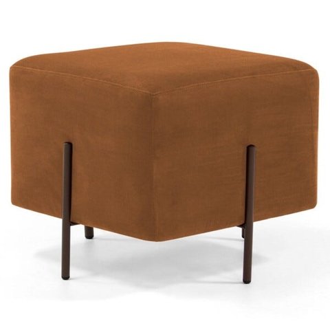 Puff Decorativo 45cm Base Aço Status B-262 Veludo Telha