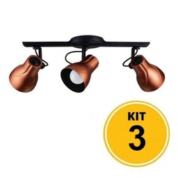 Kit 3 Spot de Sobrepor Direcionável Trilho Octa Plus Cobre 3xE27 - Startec - 1