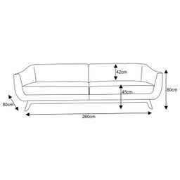 Sofá Atenas 4 Lugares 2,60M B170 Azul - Domi - 2
