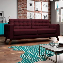 Sofá 2,10M 3 Lugares Sandero B-278 Veludo Marsala - Domi - 2