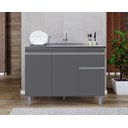Ver imagem 1 de Gabinete P/ Pia de Inox 120cm Cinza 3 Portas 1 Gaveta S/ Tampo - Pop