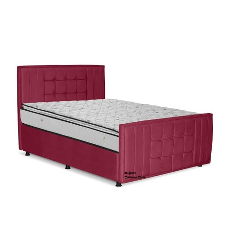 Cama com Cabeceira Queen Size Estofada Uvaia 160cm Suede: Vermelho
