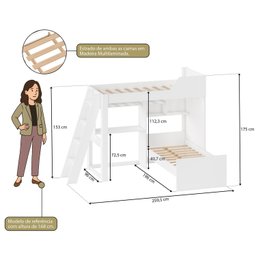 Beliche Multifuncional Office para Quarto Adulto Vivace - 3