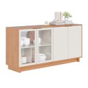 Ver imagem 1 de Aparador Buffet Vitoria 2 Portas Mdp 2 Vidro e Prateleiras Freijo/off White