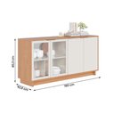 Ver imagem 4 de Aparador Buffet Vitoria 2 Portas Mdp 2 Vidro e Prateleiras Freijo/off White