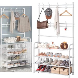 Rack Sapateira Arara Roupa Sandalia Tenis Organizador 4 Andares Closet Quarto Sala Gancho Pendurar o