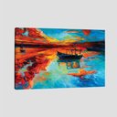 Ver imagem 1 de Quadro Paisagem Barco Tela No Chassi 63X42Cm
