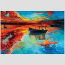 Ver imagem 2 de Quadro Paisagem Barco Tela No Chassi 63X42Cm
