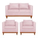 Ver imagem 1 de Kit Sofá 3 Lugares e 2 Poltronas Europa 180 cm Estilo Conforto e Elegância Suede - Doce Sonho