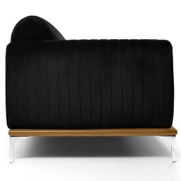 Sofá 2,60M 4 Lugares Pés Rose Gold Molino B-300 Veludo Preto - Domi - 5