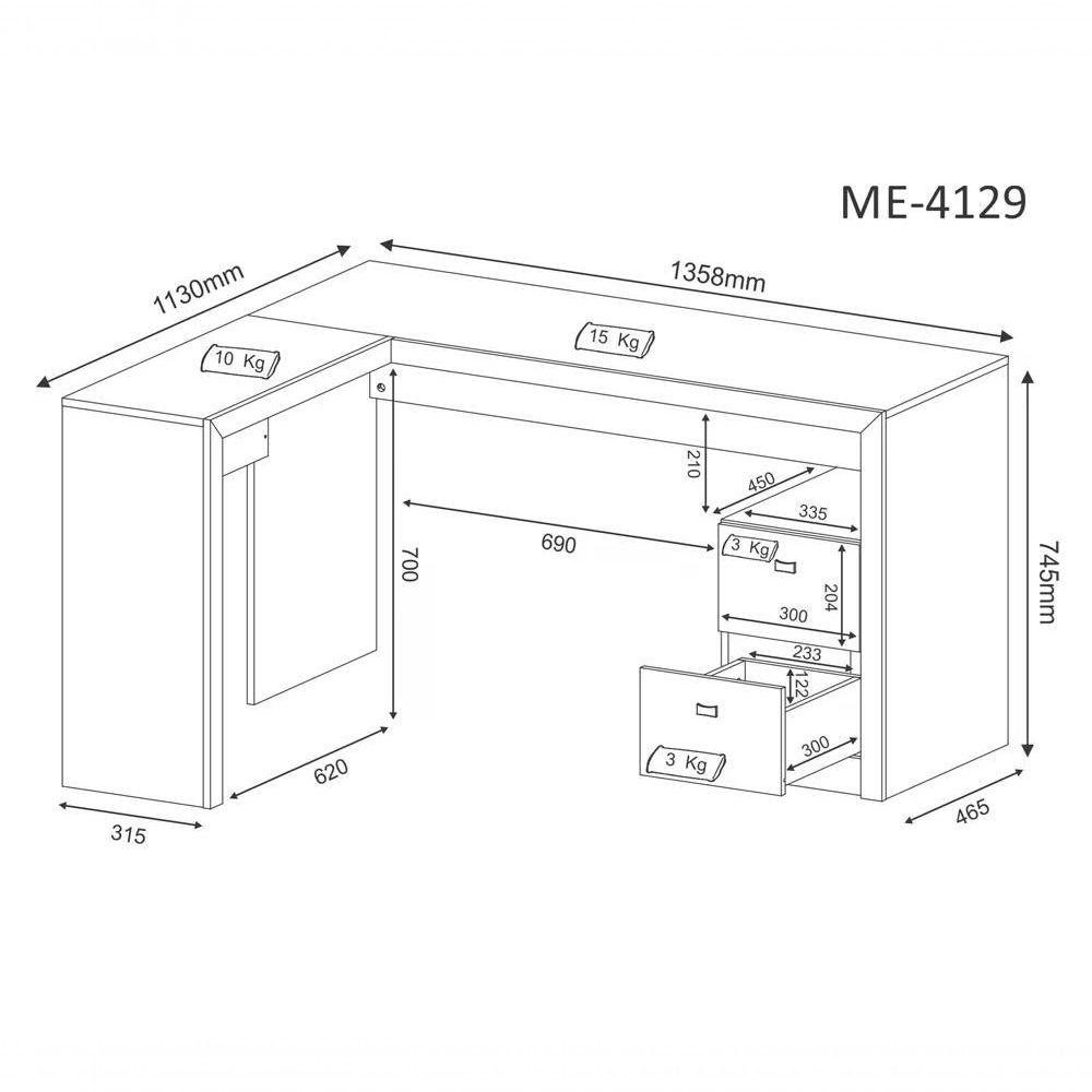 Mesa Para Escritorio De Canto Me4129 Nogal Nogal - 3