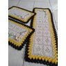 Tapete Crochê Kit Passadeira Primavera Criativa Cor: Amarelo e Preto - 1