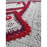 Tapete Crochê Kit Passadeira Primavera Criativa Cor: Vermelho e Vinho - 1