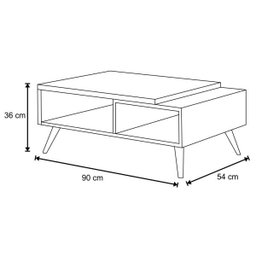 Mesa de Centro com Pés Palito Marchê Chevron/Off White - HB Móveis - 4