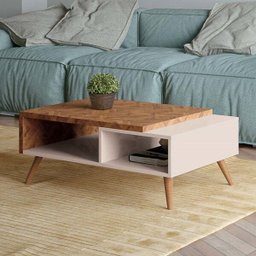 Mesa de Centro com Pés Palito Marchê Chevron/Off White - HB Móveis - 2