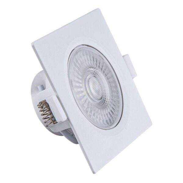 Spot de Embutir LED Quadrado PP 7W 6500K Luz Branca Luminária Teto/Gesso Startec