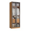 Ver imagem 3 de Guarda-Roupa Modulado 2 Portas de Vidro 2 Gavetas 80cm x 52cm x 230cm Linha Liga Modulado Cinza Canela/Grafite