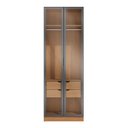 Ver imagem 1 de Guarda-Roupa Modulado 2 Portas de Vidro 2 Gavetas 80cm x 52cm x 230cm Linha Liga Modulado Cinza Canela/Grafite