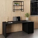 Ver imagem 1 de Escrivaninha 1,7m e Nicho Aéreo Industrial 3 Prateleiras F5 Cor:preto