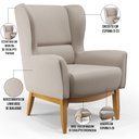 Ver imagem 4 de Kit 02 Poltronas Decorativa Fixa Base de Madeira Milena D02 Linho Bege C-107 - Lyam Decor