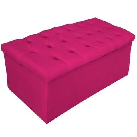 Calçadeira Baú Estofada Mel 90cm Solteiro com Capitonê Suede Pink