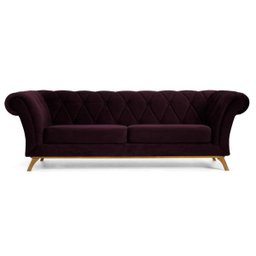 Sofá 2,60M 4 Lugares Base Madeira Império B-292 Veludo Uva - Domi - 1