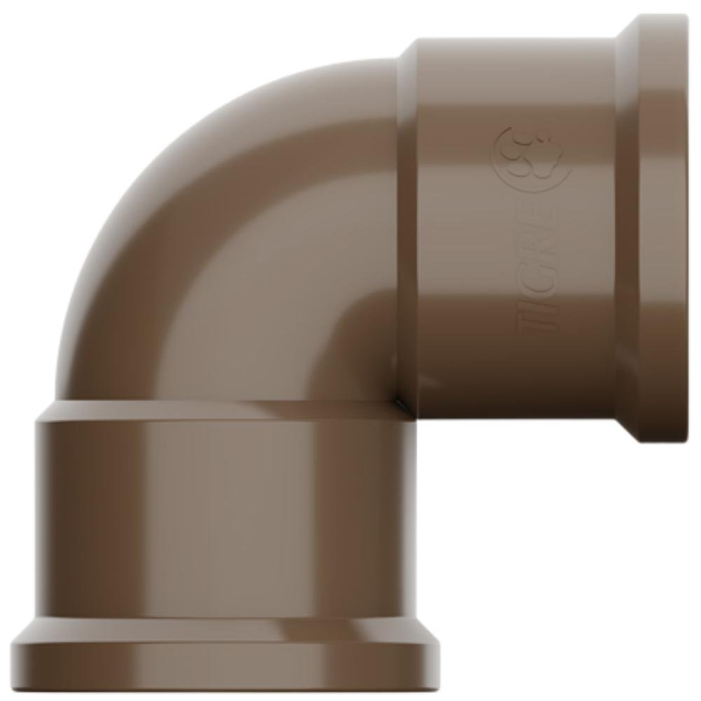 Joelho de 90° Graus Soldável Pvc Marrom para Canos Tubos de Água Fria de 2" Polegadas 60mm Tigre - 2