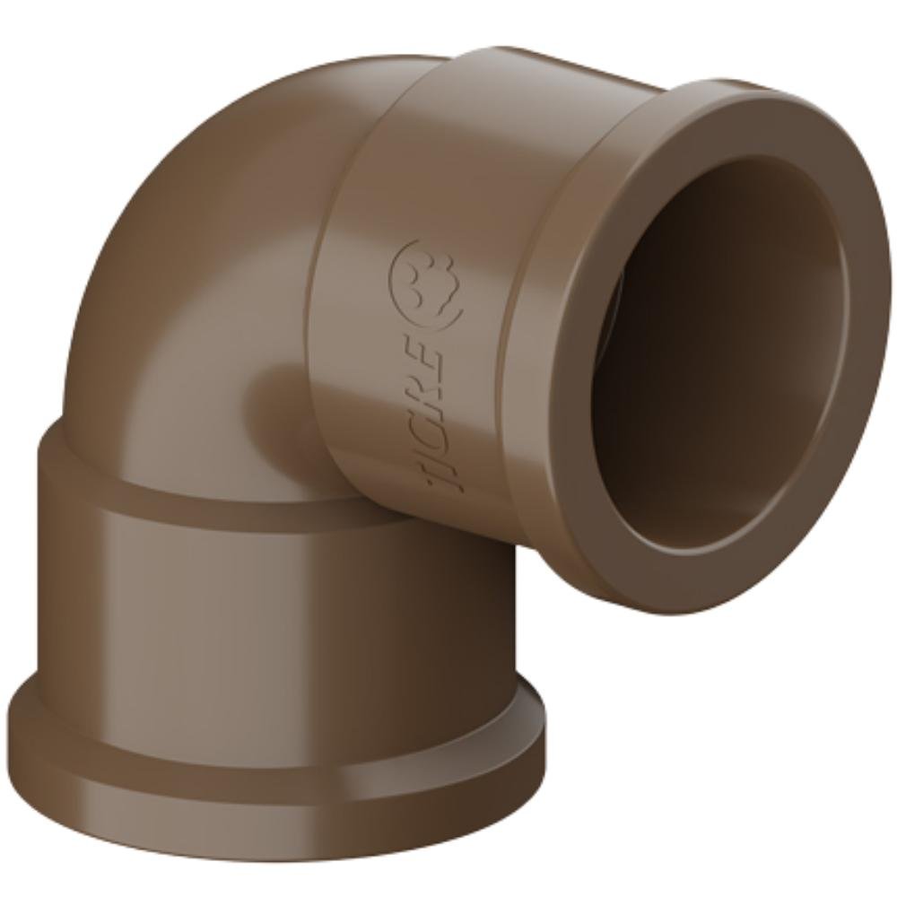 Joelho de 90° Graus Soldável Pvc Marrom para Canos Tubos de Água Fria de 2" Polegadas 60mm Tigre - 1