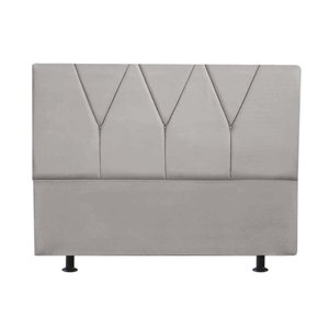 Cabeceira Estofada Solteiro 90cm Jade Suede Cinza Claro - D a Decor
