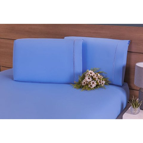 2 Fronhas King 60x80 100% Algodão 200 Fios Ponto Palito Azul