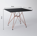 Ver imagem 2 de Mesa Eiffel Quadrada 90cm Tampo De Madeira Preto Com Base De Ferro Cobre