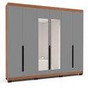 Ver imagem 2 de Guarda-Roupa Casal 6 Portas com Espelho Madrid Cinza/Freijó