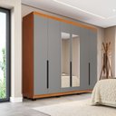 Ver imagem 1 de Guarda-Roupa Casal 6 Portas com Espelho Madrid Cinza/Freijó