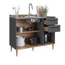 Ver mais imagens de Cozinha Modulada 5 Peças 8 Portas 2 Gavetas com Nicho Decorativo Isabelle Cinza/Freijó/Grafite