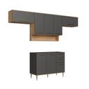Ver imagem 3 de Cozinha Modulada 5 Peças 8 Portas 2 Gavetas com Nicho Decorativo Isabelle Cinza/Freijó/Grafite