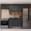 Ver imagem 1 de Cozinha Modulada 5 Peças 8 Portas 2 Gavetas com Nicho Decorativo Isabelle Cinza/Freijó/Grafite