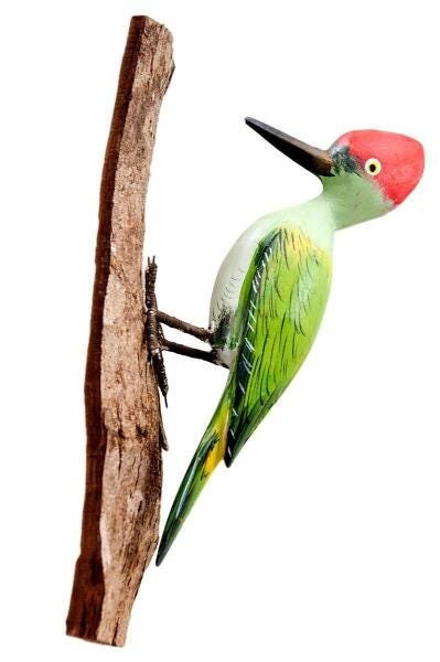 Pássaro Em Madeira: Pica-Pau-Ouro-Verde (079) - 4