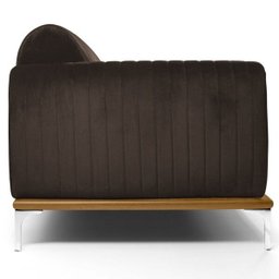 Sofá 2,30M 3 Lugares Pés Rose Gold Molino B-261 Veludo Marrom - Domi - 5