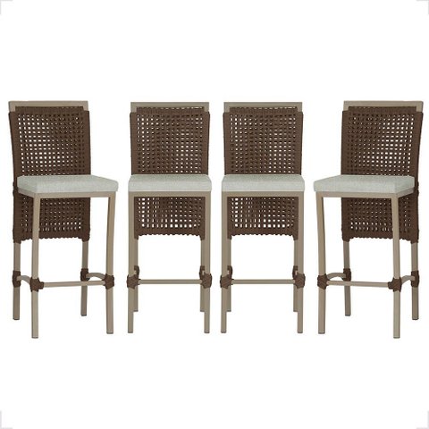 4 Banqueta em Alumínio Roma Fendi Corda Náutica Tecido 3