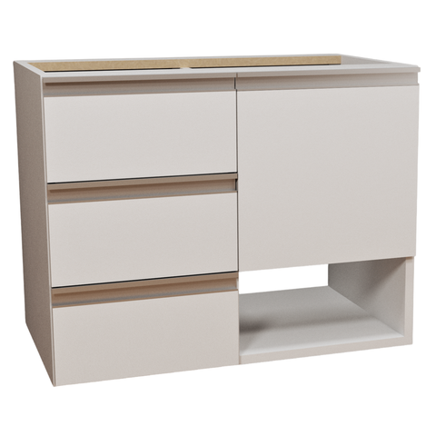 Balcão Móvel Mdf Armário de Banheiro 60cm S/ Tampo C/ Nicho Esquerdo com Fundo