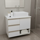 Ver imagem 3 de Balcão Móvel Mdf Armário de Banheiro 60cm S/ Tampo C/ Nicho Esquerdo com Fundo