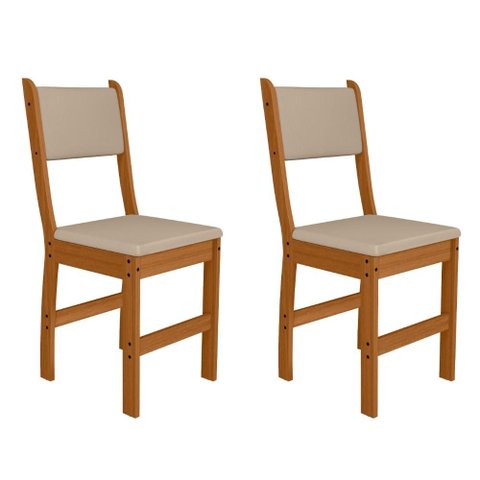 Kit 2 Cadeiras Estofadas para Mesa Sala de Jantar Reforçada Lugano - Freijó/marfim